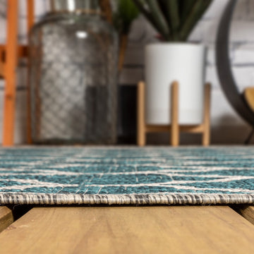Trebol Moroccan Trellis Textured Weave Indoor/outdoor Runner Rug